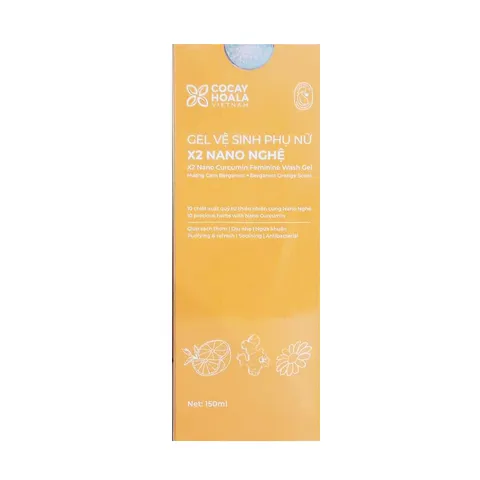 Gel vệ sinh phụ nữ X2 Nano Nghệ Hữu Cơ Cỏ Cây Hoa Lá 150ml - Dung Dịch Làm Sạch Dịu Nhẹ, Tạo Cảm Giác Tươi Mát, An Toàn Cho Mẹ Bầu
