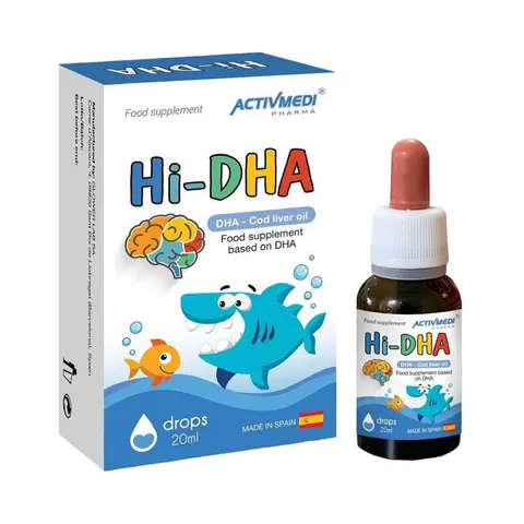 Hi-DHA Bổ Sung DHA Từ Dầu Gan Cá Tuyết Tự Nhiên Cho Trẻ - Phát Triển Não Bộ & Thị Lực, Ống Nhỏ Giọt Hương Chanh 20ml