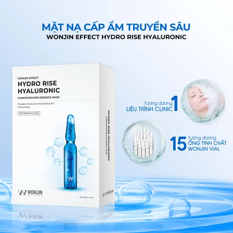 Hộp 10 Miếng Mặt Nạ Cấp Ẩm Wonjin Effect Hydro Rise - Mặt Nạ Dưỡng Ẩm Chứa Hyaluronic, Phù Hợp Với Mọi Loại Da