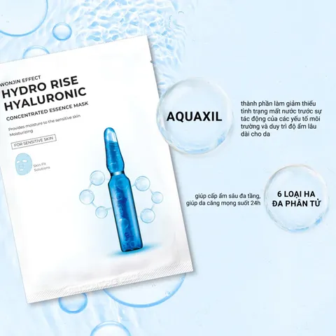 Hộp 10 Miếng Mặt Nạ Cấp Ẩm Wonjin Effect Hydro Rise - Mặt Nạ Dưỡng Ẩm Chứa Hyaluronic, Phù Hợp Với Mọi Loại Da