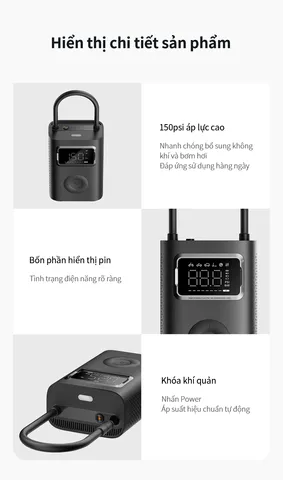 Máy Bơm Hơi Lốp Xiaomi Youpin Mijia 2 Pro - Đèn LED, Bơm Nhanh, Tự Động Ngắt Áp Suất, Dụng Cụ Thiết Yếu Cho Ô Tô, Xe Đạp, Bóng Đá