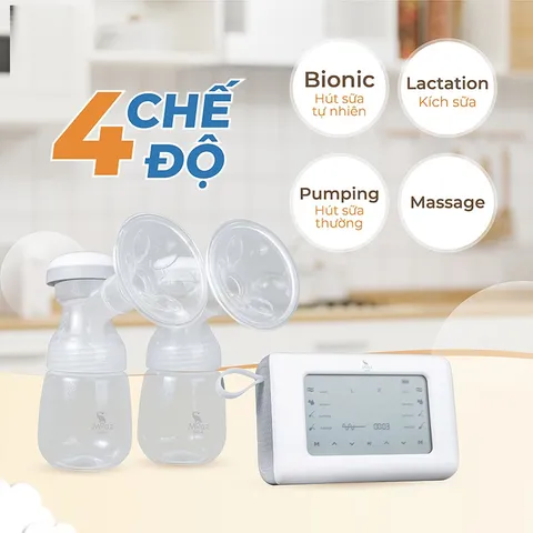 Máy Hút Sữa Đôi Moaz BéBé MB-092 - Thiết Kế Thông Minh, 4 Chế Độ Massage và Hút Sữa, Giúp Mẹ Tiết Kiệm Thời Gian