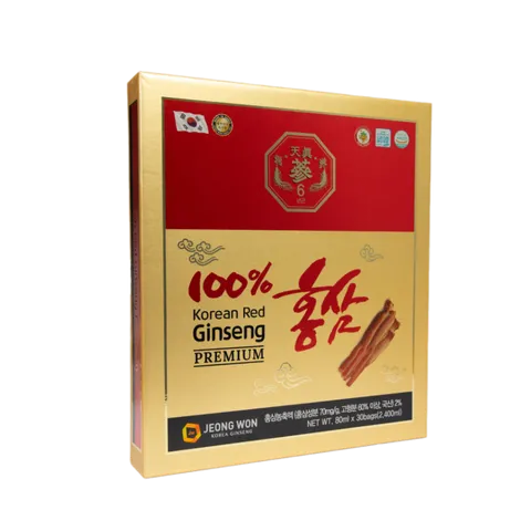 Nước hồng sâm Jeong Won Korean Red Ginseng Premium - Tăng cường sức đề kháng, cải thiện sức khỏe tổng thể, hộp 30 gói x 80ml