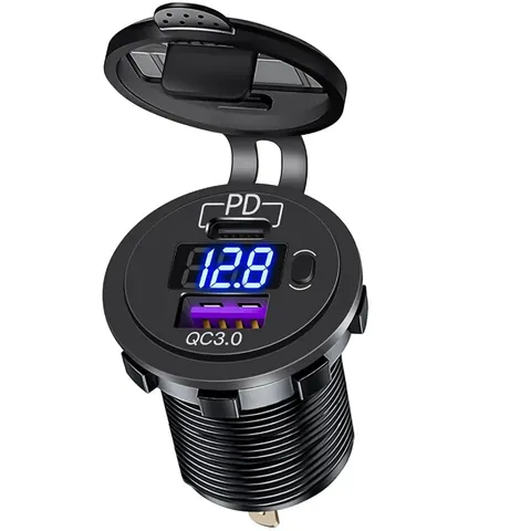 Tẩu Sạc Nhanh 67W Cho Xe Máy & Ô Tô - Cổng USB & Type-C, Tích Hợp Nút On/Off, Sạc Nhanh Chất Lượng Cao, Đèn LED Hiển Thị