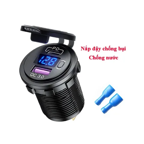 Tẩu Sạc Nhanh 67W Cho Xe Máy & Ô Tô - Cổng USB & Type-C, Tích Hợp Nút On/Off, Sạc Nhanh Chất Lượng Cao, Đèn LED Hiển Thị