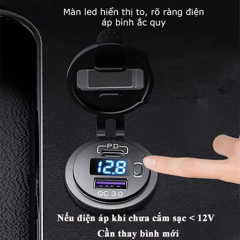 Tẩu Sạc Nhanh 67W Cho Xe Máy & Ô Tô - Cổng USB & Type-C, Tích Hợp Nút On/Off, Sạc Nhanh Chất Lượng Cao, Đèn LED Hiển Thị