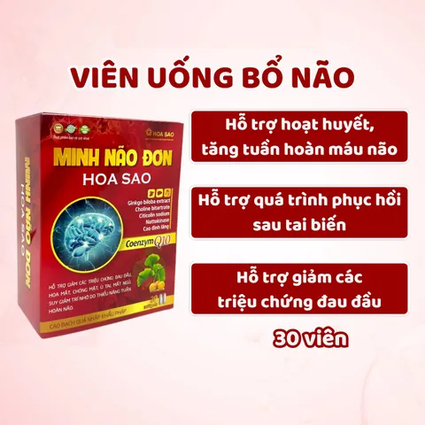 Viên Uống Hỗ Trợ Bổ Não Minh Não Đơn Hoa Sao - Tăng Cường Trí Nhớ, Hỗ Trợ Giảm Đau Đầu, Mất Ngủ - 30 Viên