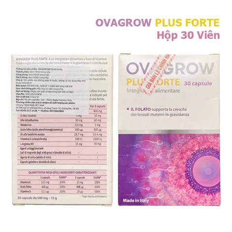 Viên uống OvaGrow Plus Forte - Hỗ trợ sức khỏe sinh sản nữ, tăng khả năng thụ thai tự nhiên, chất lượng cao, hộp 30 viên