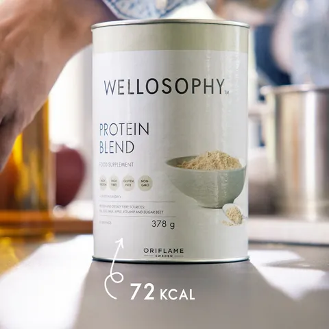 Bột Protein Blend Wellosophy Oriflame - Bổ Sung Protein Tự Nhiên Không Đường, Hỗ Trợ Chế Độ Ăn Kiêng, 378g