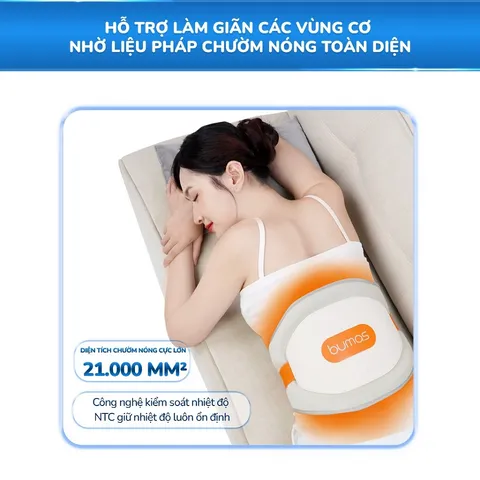 Đai Massage Chườm Ấm Lưng Bụng BUMAS M13 - Thiết Kế Không Dây, Massage 3 Cấp Độ, Pin 8000mAh, Giảm Đau Và Thư Giãn Hàng Ngày