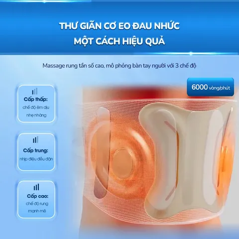 Đai Massage Lưng BUMAS M12 - Đai Hỗ Trợ Cột Sống với 3 Chế Độ Massage và Chườm Nóng, Giảm Đau Lưng Hiệu Quả