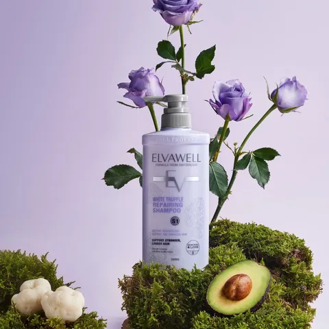 Dầu Gội Phục Hồi Tóc Hư Tổn Elvawell White Truffle 500ml - Chiết Xuất Nấm Cục Trắng Dưỡng Ẩm và Phục Hồi Tóc Khô, Xơ