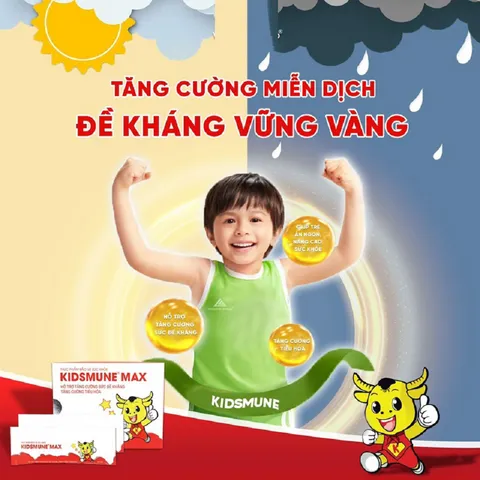 Kidsmune Max - Cốm Tăng Sức Đề Kháng và Tiêu Hóa cho Trẻ 3 Tuổi Trở Lên - Hỗ Trợ Miễn Dịch Ngon Miệng 20 Gói