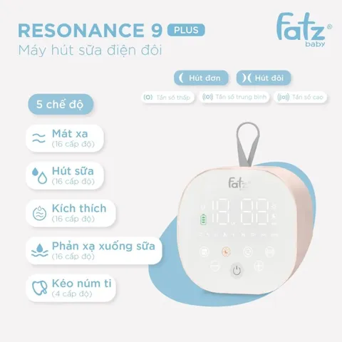 Máy Hút Sữa Điện Đôi Fatzbaby Resonance 9 Plus FB1168MB - 16 Cấp Độ, 5 Chế Độ Hút, Thiết Kế Thông Minh, Dụng Cụ Cho Mẹ Bỉm Sữa