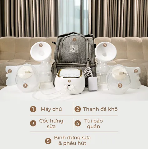 Máy Hút Sữa Điện Đôi Moaz BéBé MB-090 - Thiết Kế Đa Chức Năng, Massage Thư Giãn, Chăm Sóc Mẹ Sau Sinh
