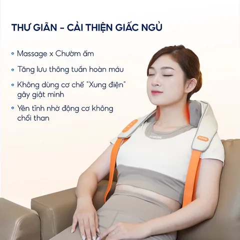 Máy Massage Cổ Vai Gáy Bumas M3 Pro - Con Lăn Silicon 8 Điểm, Công Nghệ Sưởi NTC, Thư Giãn Và Tăng Lưu Thông Máu, Thiết Kế Không Dây
