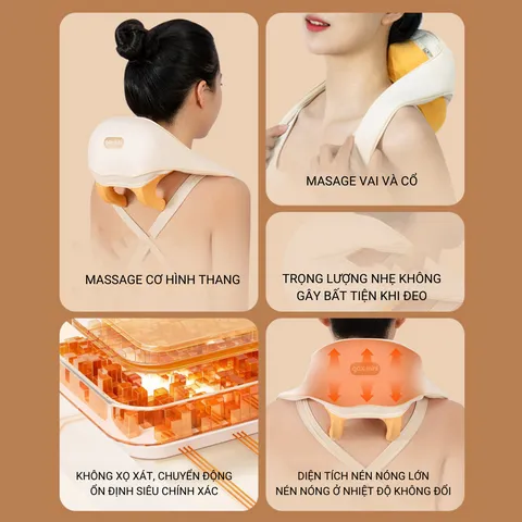 Máy Massage Cổ Vai Gáy GAX Mini J-001 - Thiết Bị Thư Giãn Nóng 8 Đầu Massage, 3 Mức Nhiệt, Giúp Thư Giãn Tăng Cường Lưu Thông Máu