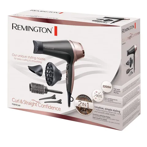 Máy Sấy Tóc Remington Curl & Straight Confidence D5707 - 2200W, Tạo Kiểu Tóc Đẹp, Công Nghệ Ionic, Đầu Uốn và Duỗi Tóc Chuyên Nghiệp
