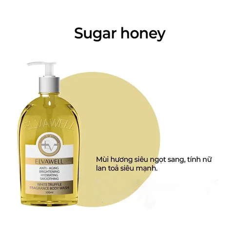 Sữa Tắm Nước Hoa Elvawell White Truffle Sugar Honey - Dưỡng Da Mềm Mại, Hương Thơm Ngọt Ngào, Chai 500ml