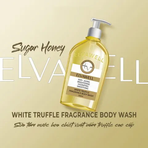 Sữa Tắm Nước Hoa Elvawell White Truffle Sugar Honey - Dưỡng Da Mềm Mại, Hương Thơm Ngọt Ngào, Chai 500ml