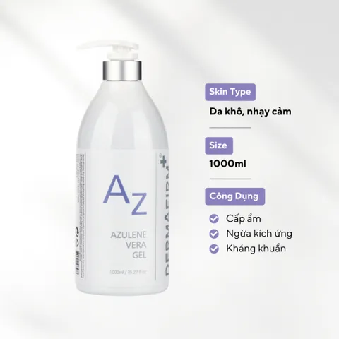 Tinh Chất Làm Dịu Phục Hồi Da Khô Dermafirm Azulene Vera Gel 120ml - Dưỡng Ẩm, Giảm Kích Ứng, Chống Viêm Da, Phục Hồi Tổn Thương Da