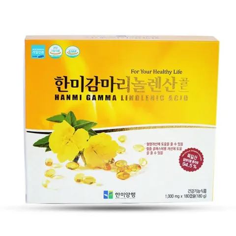 Tinh Dầu Hoa Anh Thảo Hàn Quốc Hanmi Gamma Linolenic Acid - Hỗ Trợ Cân Bằng Nội Tiết, Làm Đẹp Da - Hộp 180 Viên