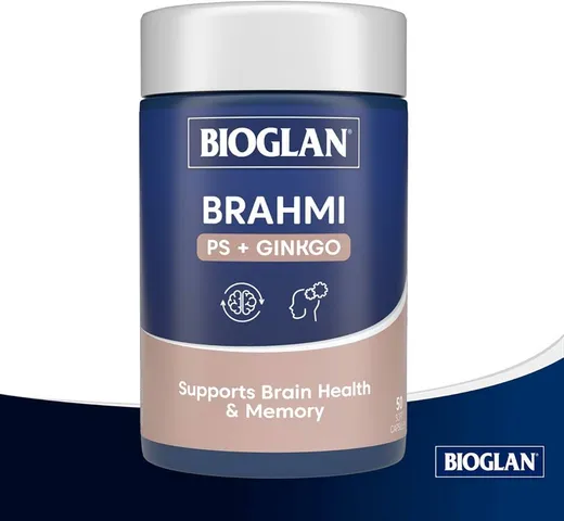 Viên uống Bioglan Brahmi PS + Ginkgo - Hỗ trợ não bộ và trí nhớ, tăng cường chức năng nhận thức cho người trưởng thành và cao tuổi