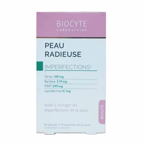 Viên uống hỗ trợ giảm mụn Biocyte Peau Radieuse Beauté - Kiểm soát dầu nhờn và cải thiện tình trạng da sáng khỏe, 60 viên