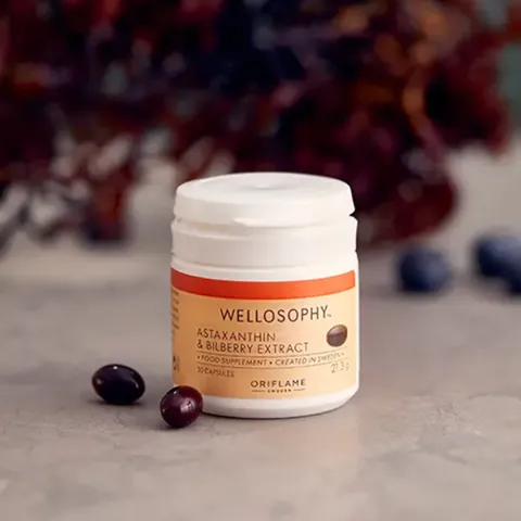 Viên uống Oriflame Wellosophy Astaxanthin & Bilberry Extract - Tăng cường sức khỏe mắt và chống oxy hóa, làm đẹp da - 30 viên