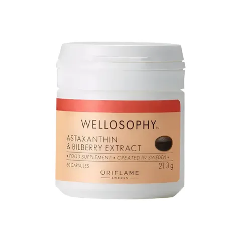 Viên uống Oriflame Wellosophy Astaxanthin & Bilberry Extract - Tăng cường sức khỏe mắt và chống oxy hóa, làm đẹp da - 30 viên