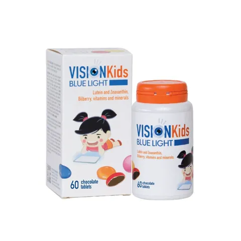 Viên nhai Vision Kids Blue Light - Bổ mắt cho trẻ, cung cấp Lutein và Zeaxanthin, hỗ trợ bảo vệ mắt khỏi ánh sáng xanh, hương vị socola.