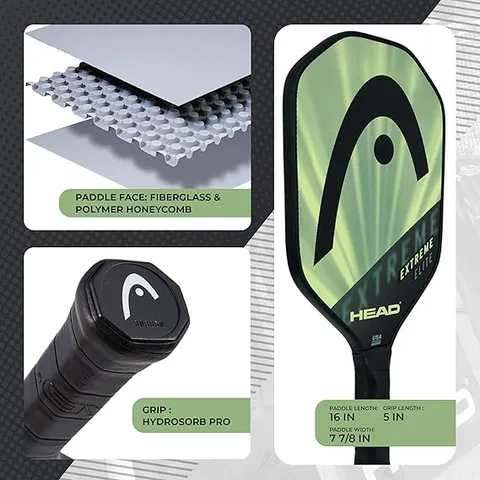 Vợt Pickleball Head Extreme Elite Fiberglass - Hệ thống tổ ong polymer, grip thoải mái, thiết kế kim cương kiểm soát tốt bóng