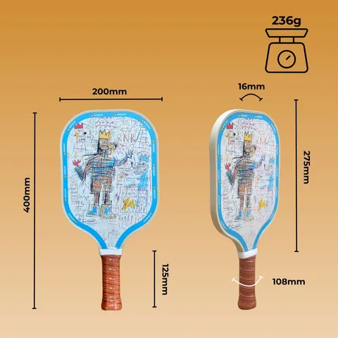 Vợt Pickleball Carbon Fiber T300 BlizCT-09 - Thiết Kế Họa Tiết Jean Michel Basquiat, Trọng Lượng Nhẹ, Chơi Tấn Công và Phòng Thủ Xin Chào