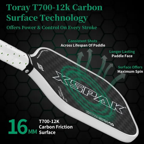 Vợt Pickleball XSPAK 12K Carbon Fiber B0CJQY192G - Độ bền cao, kiểm soát tối ưu cho người chơi trung cấp và chuyên nghiệp