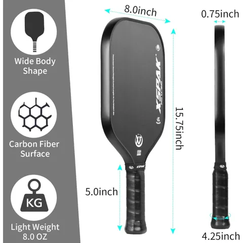 Vợt Pickleball XSPAK Carbon Fiber 16mm - Vợt Chơi Cho Người Chơi Trung Cấp Đến Chuyên Nghiệp, Độ Bền Cao, Kiểm Soát Tốt