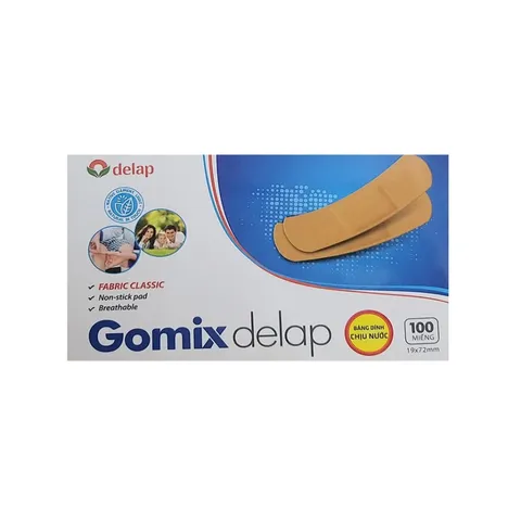 Băng cá nhân chống nước Gomix Delap - Bảo vệ vết thương, co giãn tốt, thoáng khí, chống nhiễm khuẩn, hộp 100 miếng