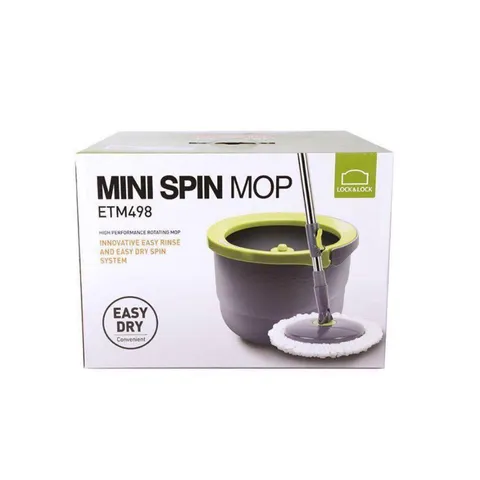 Bộ Lau Nhà Mini Thép Không Gỉ Lock&Lock ETM498 - 2 Bông Lau Microfiber, Trục Xoay 360 Độ, Thùng Chứa Nhựa PP Chắc Chắn