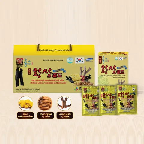 Nước Hắc Sâm Không Đường Golden Health Black Ginseng Premium Gold - Tăng Cường Sức Khỏe, Hỗ Trợ Ổn Định Đường Huyết, Thư Giãn Tinh Thần