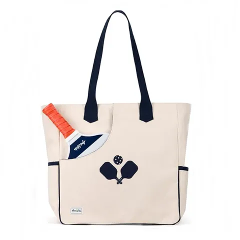 Túi tote đựng vợt pickleball Ame & Lulu Base Line màu trắng - Chất liệu canvas bền đẹp, thiết kế tiện dụng với nhiều ngăn đựng thông minh