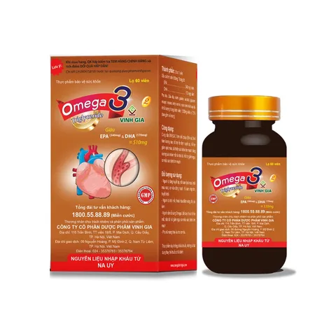 Viên Dầu Cá Omega 3 Vinh Gia 2 - Tinh Chế EPA & DHA Hỗ Trợ Tim Mạch, Thị Lực, Não Bộ - Lọ 60 Viên Dành Cho Người Trưởng Thành