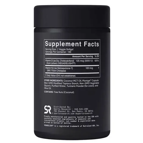 Viên Uống Bổ Sung Vitamin D3 + K2 Sports Research - Hỗ Trợ Xương Khớp Khỏe Mạnh, Tăng Cường Khả Năng Miễn Dịch, 160 Viên