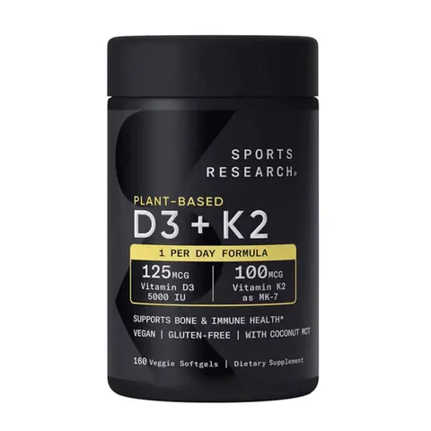 Viên Uống Bổ Sung Vitamin D3 + K2 Sports Research - Hỗ Trợ Xương Khớp Khỏe Mạnh, Tăng Cường Khả Năng Miễn Dịch, 160 Viên