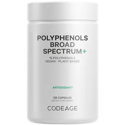 Viên Uống Chống Nắng Polyphenols Broad Spectrum Codeage - Giúp Bảo Vệ Da, Chống Oxy Hóa, Không GMO, Vegan, 120 Viên