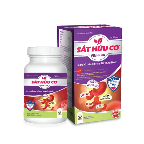 Viên uống Sắt Hữu Cơ Vinh Gia - Bổ sung Sắt Tự Nhiên Hỗ Trợ Tái Tạo Máu, Không Gây Nóng, Hỗ Trợ Sức Khỏe Phụ Nữ Mang Thai