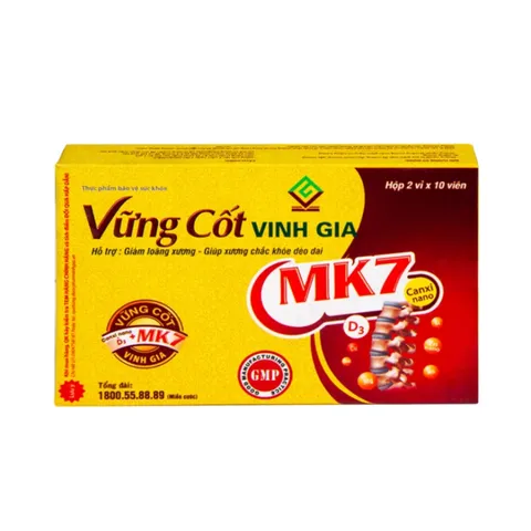 Viên uống Vững Cốt Vinh Gia - Hỗ trợ xương khớp chắc khỏe với Canxi Nano, Vitamin D, MK7, 20 Viên/hộp