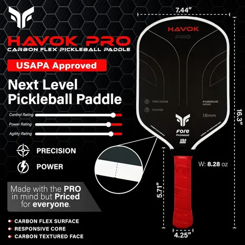 Vợt Havok Pro Pickleball Paddle - Dụng Cụ Chơi Pickleball Chất Lượng Cao, Tay Cầm Chống Trượt, Thiết Kế Hiện Đại