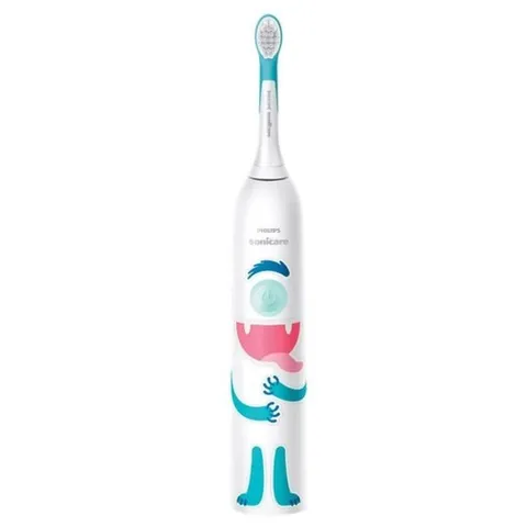Bàn Chải Đánh Răng Điện Trẻ Em Philips HX3411/01 - Công Nghệ Sonicare Với Đầu Cọ Mềm, Thiết Kế Vui Nhộn, Duy Trì Thói Quen Chải Răng Đúng Cách