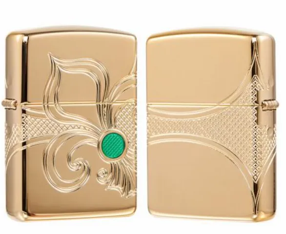 Bật Lửa Zippo 49108 Armor - Thiết Kế Vỏ Vàng Khắc Biểu Tượng Hoa Huệ Tây Fleur-de-lis Sành Điệu, Độc Đáo