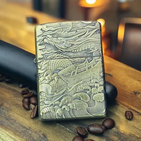 Bật Lửa Zippo Khắc 3D Rồng Phượng ZPC4259 - Thiết Kế Độc Đáo, Chất Liệu Đồng Cao Cấp, Quà Tặng Ý Nghĩa Cho Fanteger