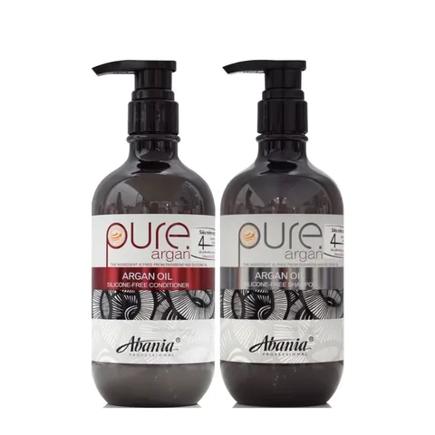 Bộ gội xả phục hồi trẻ hóa tóc Abania Pure Argan - Dưỡng tóc mềm mượt, giảm gãy rụng, chứa tinh dầu Argan và collagen 500ml